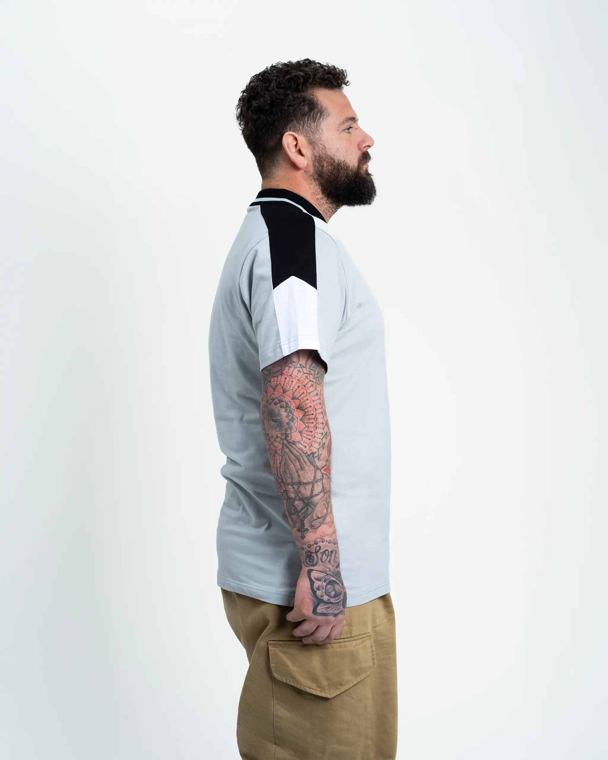 Newcastle United Grey Archive Tipped Polo Shirt - Image 3