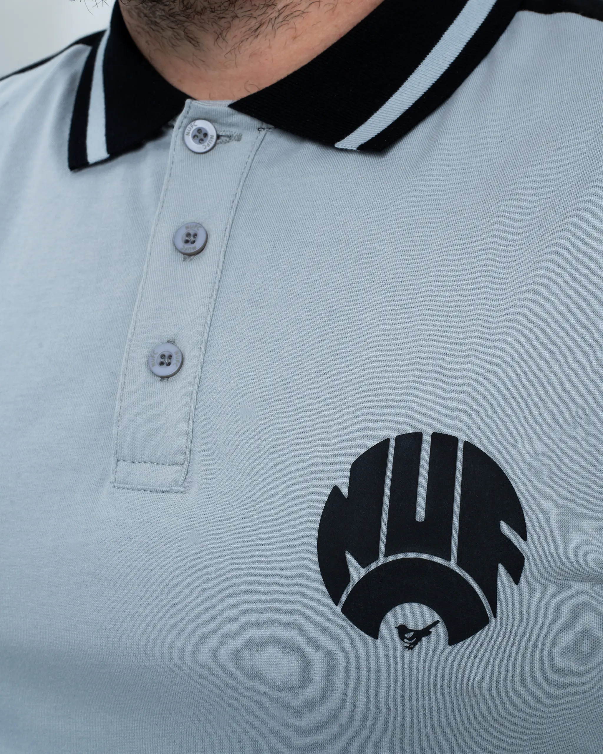 Newcastle United Grey Archive Tipped Polo Shirt - Image 5