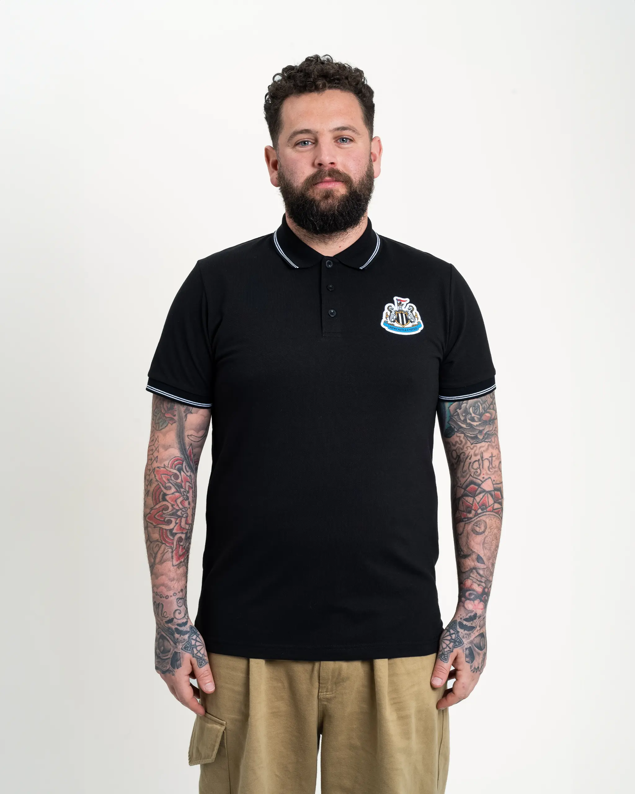 Newcastle United Men's Black Terrace Pique Polo - Image 3