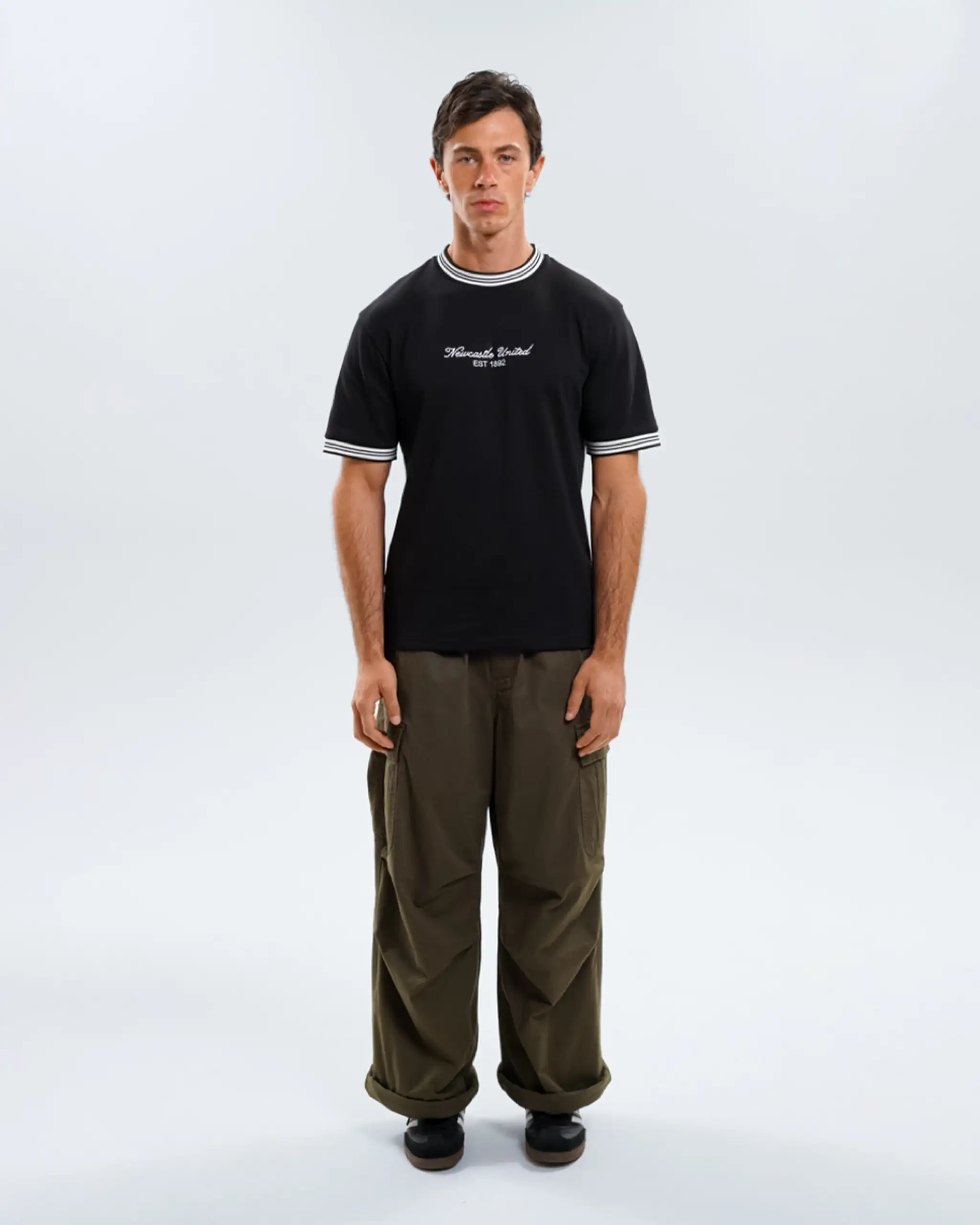 Newcastle United Men's Black Waffle Ribbed T-Shirt - Image 3