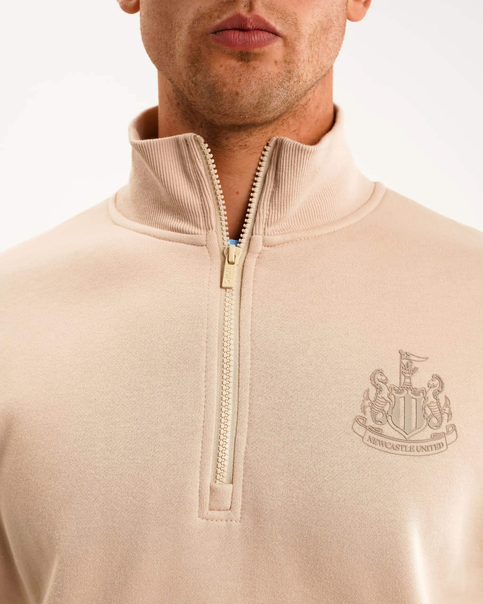 Newcastle United Men's Oat 1/4 Zip Sweatshirt - Image 3