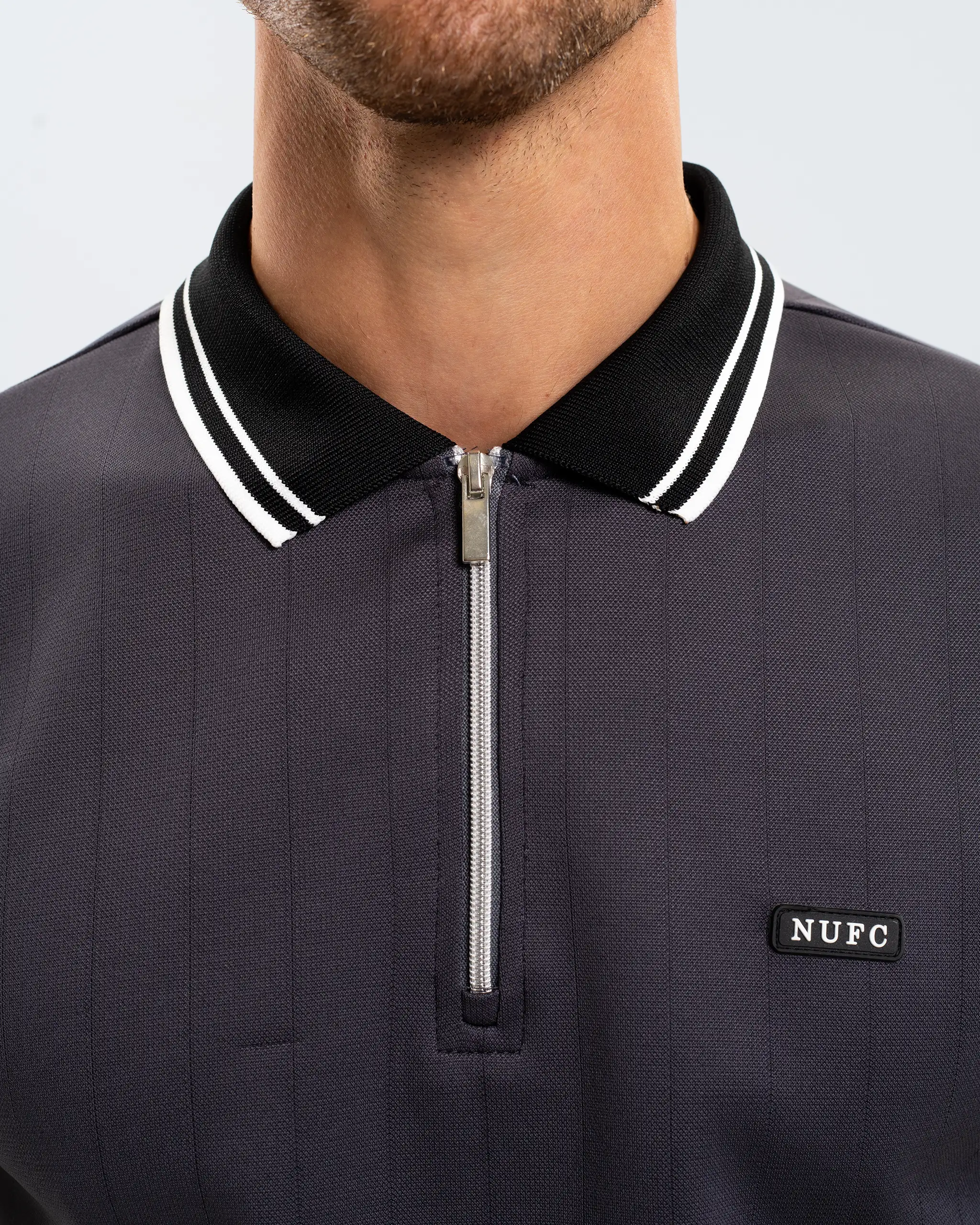 Newcastle United Men's Tonal Stripe Grey Polo Shirt - Image 6