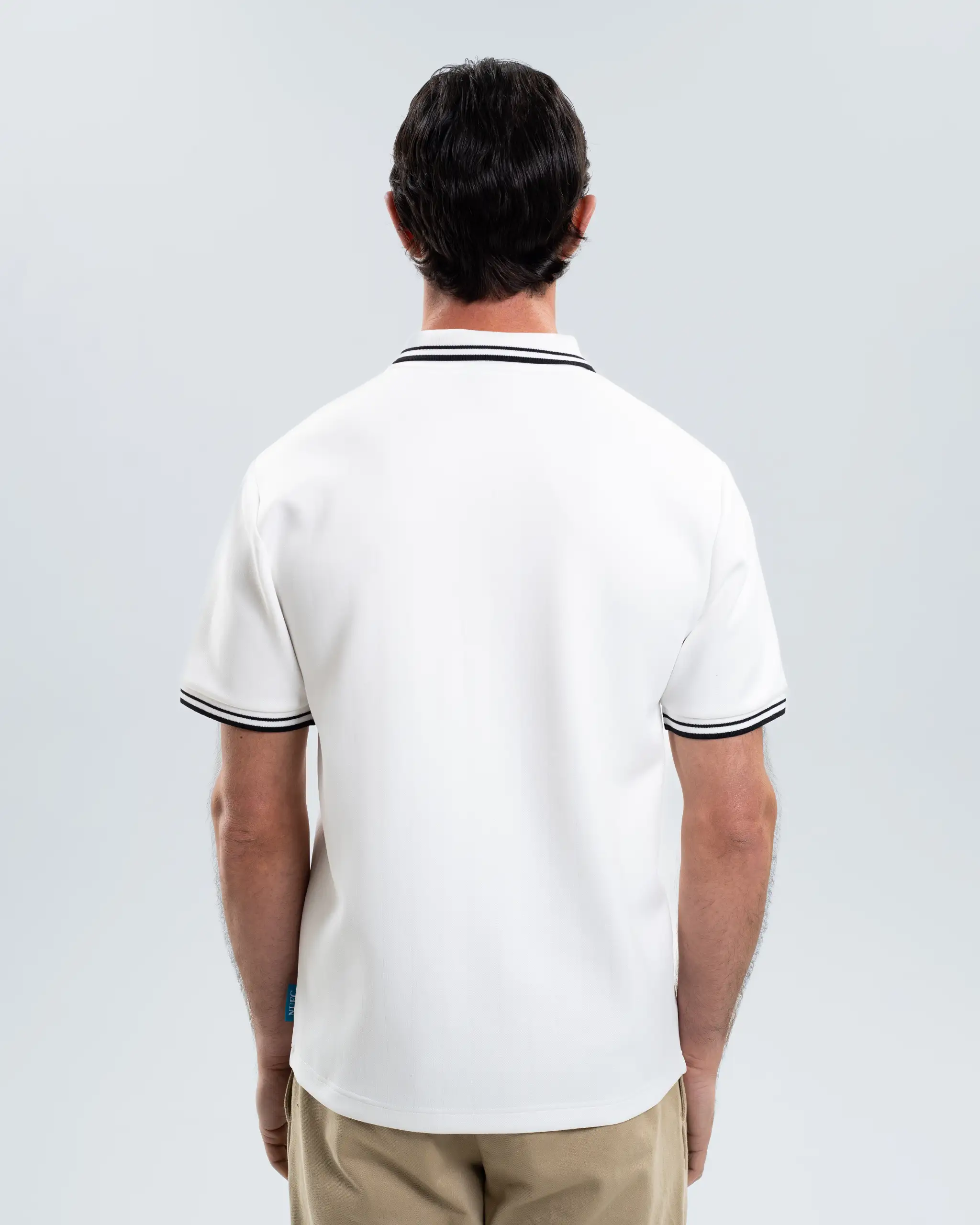 Newcastle United Men's Tonal Stripe White Polo Shirt - Image 3