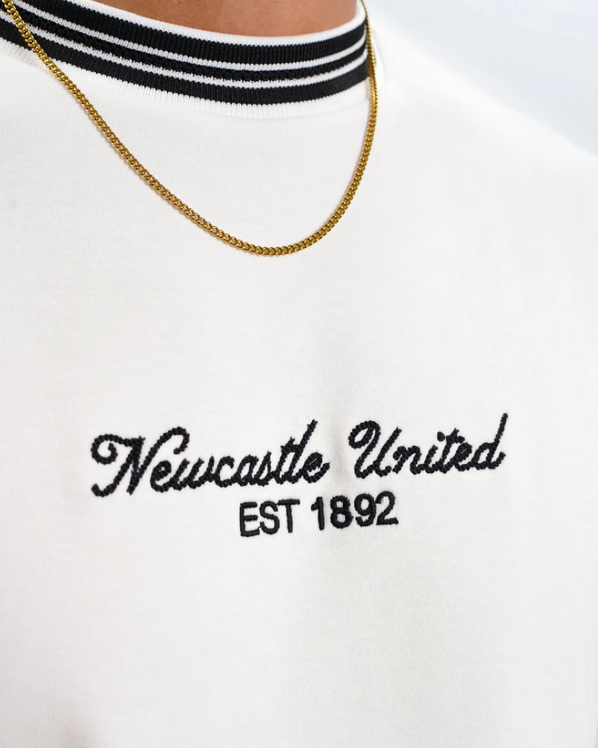 Newcastle United Men's White Waffle Ribbed T-Shirt - Image 4
