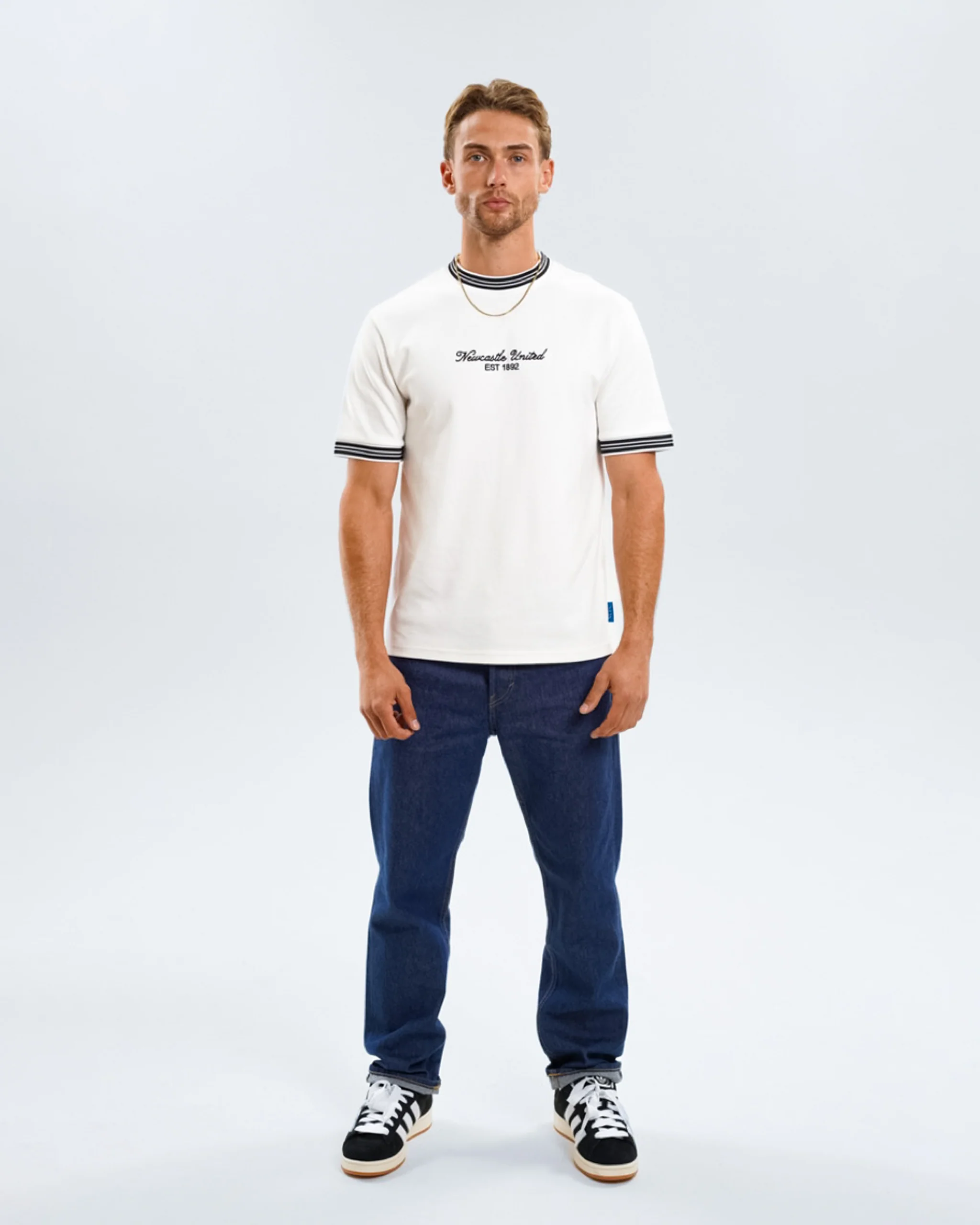 Newcastle United Men's White Waffle Ribbed T-Shirt - Image 5