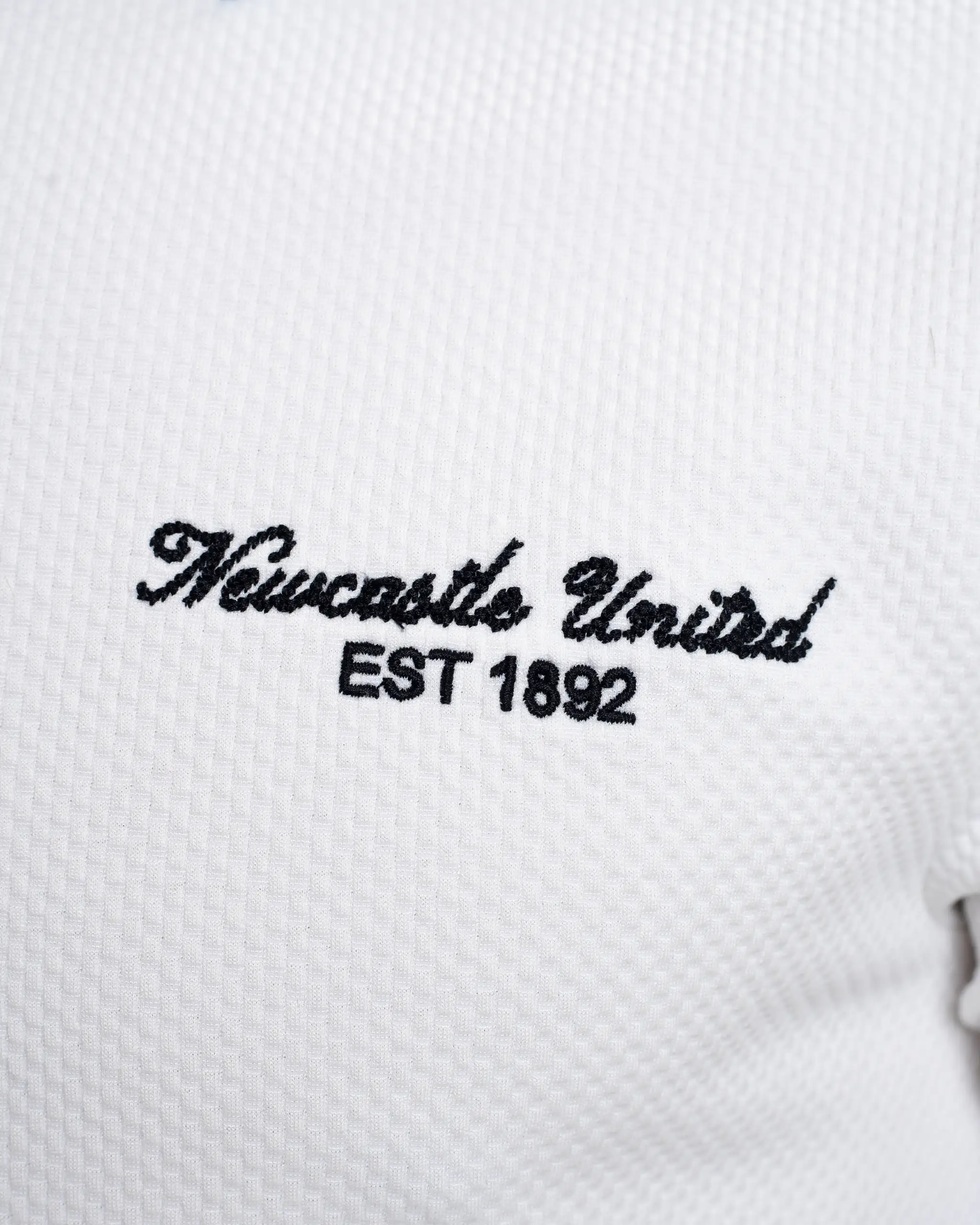 Newcastle United Men's Zipped White Polo Shirt - Image 3