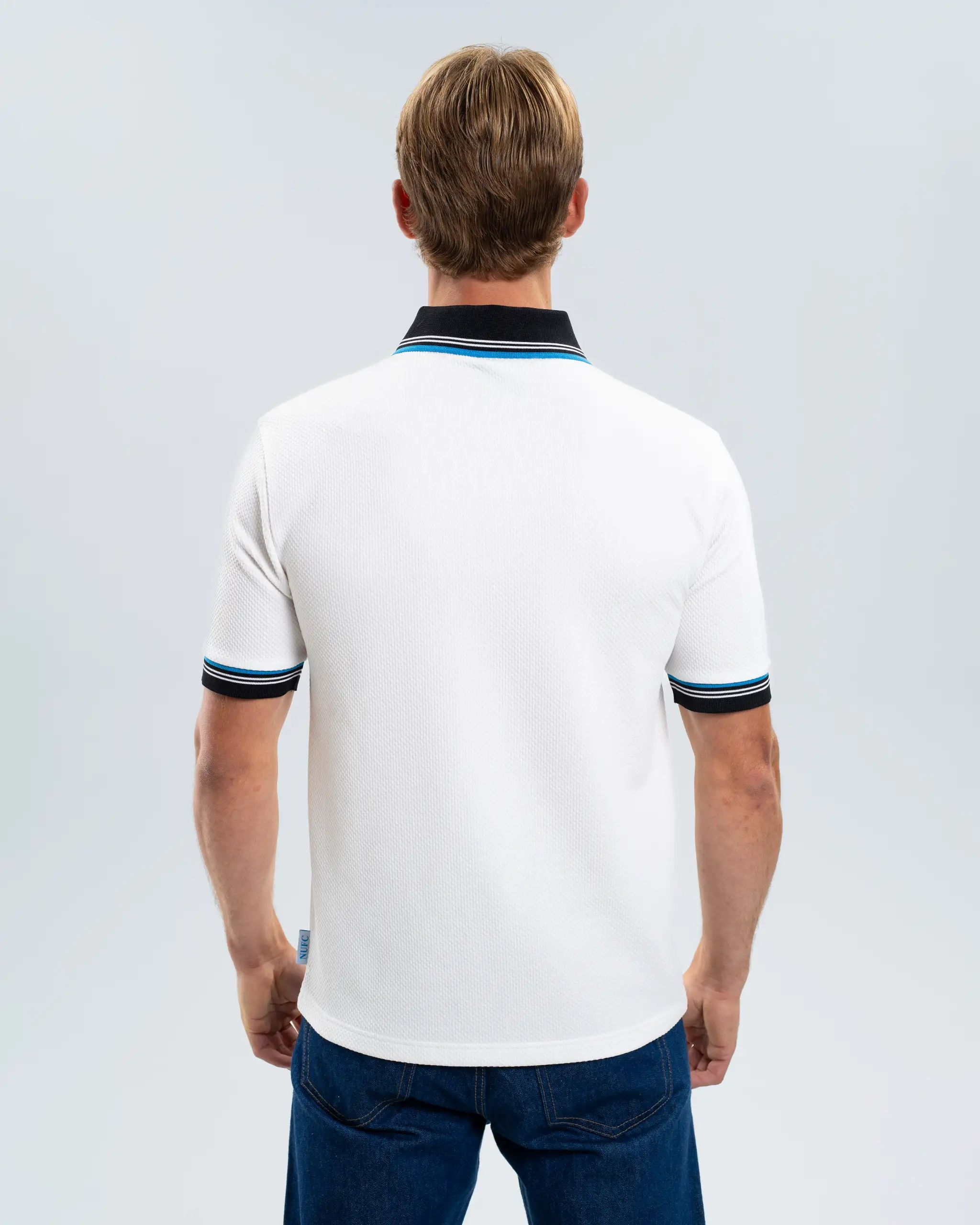 Newcastle United Men's Zipped White Polo Shirt - Image 5