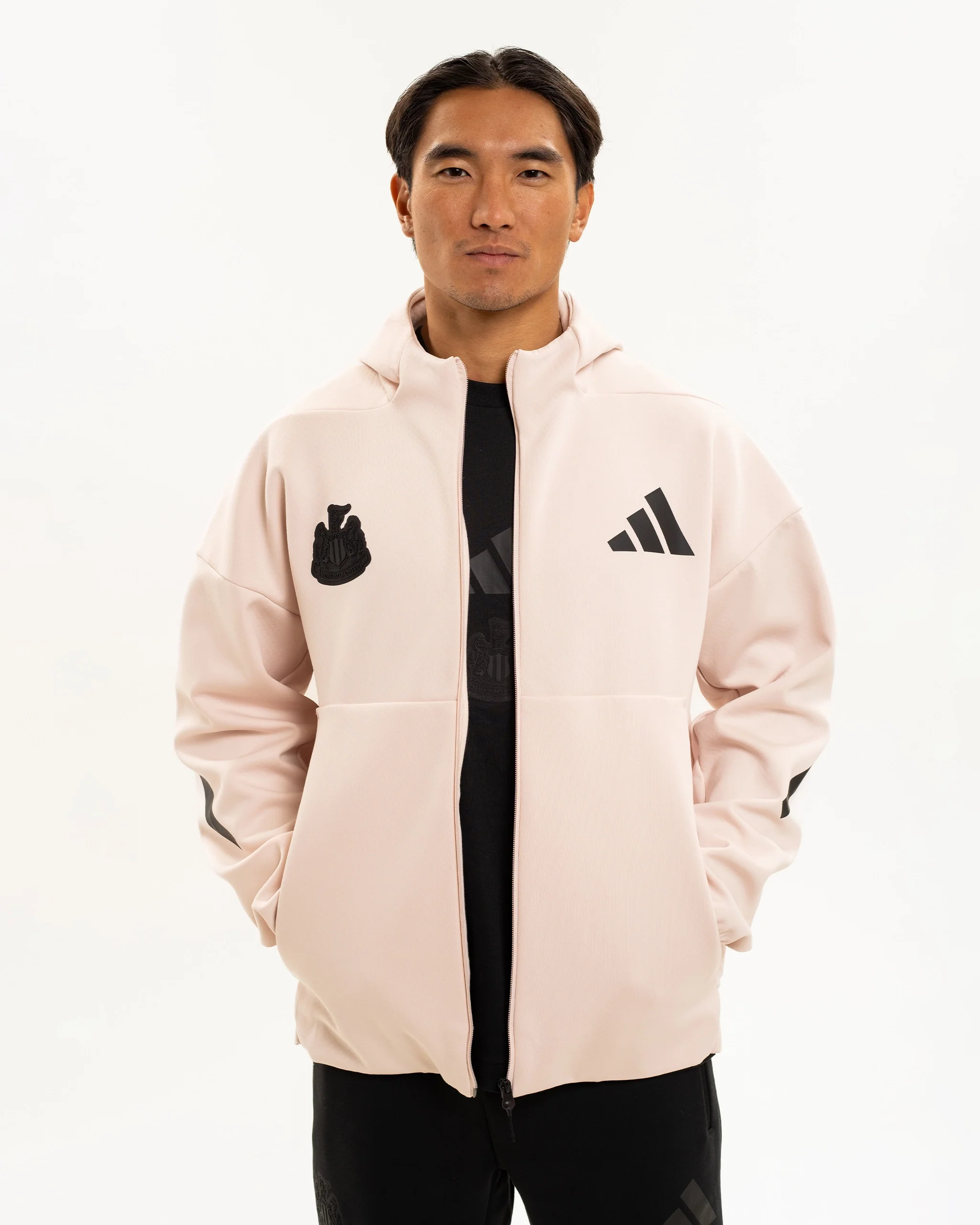 Newcastle United adidas Men's Z.N.E. Pink Full Zip Hoodie - Image 8